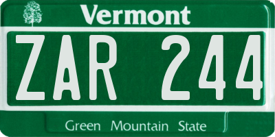 VT license plate ZAR244