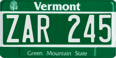 VT license plate ZAR245