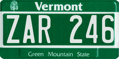 VT license plate ZAR246