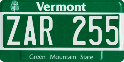 VT license plate ZAR255
