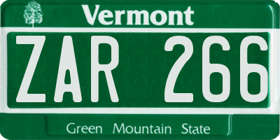 VT license plate ZAR266