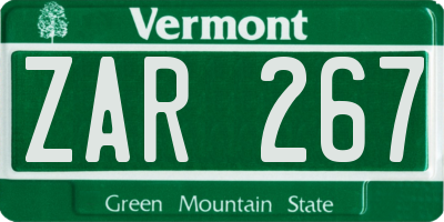 VT license plate ZAR267