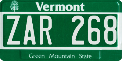 VT license plate ZAR268