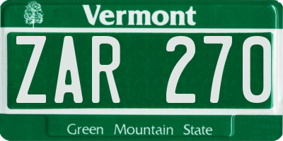 VT license plate ZAR270