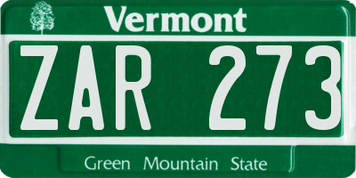 VT license plate ZAR273