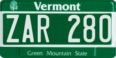 VT license plate ZAR280