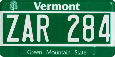 VT license plate ZAR284