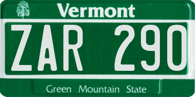 VT license plate ZAR290