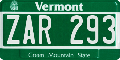 VT license plate ZAR293