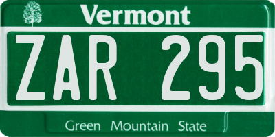 VT license plate ZAR295