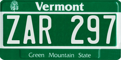 VT license plate ZAR297