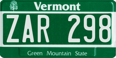 VT license plate ZAR298