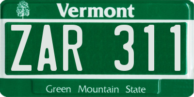 VT license plate ZAR311