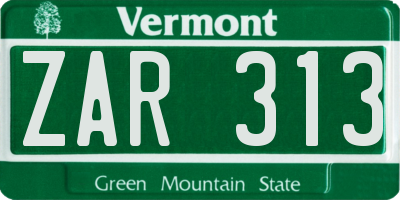 VT license plate ZAR313