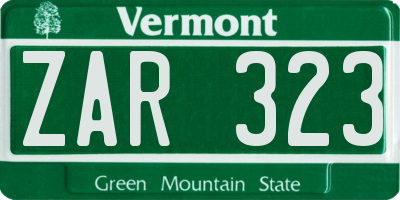 VT license plate ZAR323