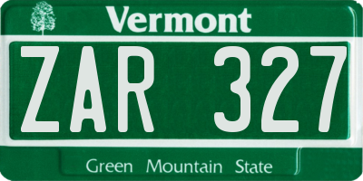 VT license plate ZAR327