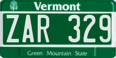 VT license plate ZAR329