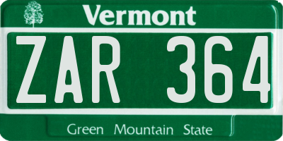VT license plate ZAR364