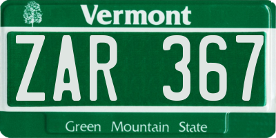 VT license plate ZAR367