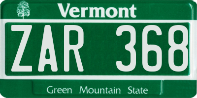 VT license plate ZAR368