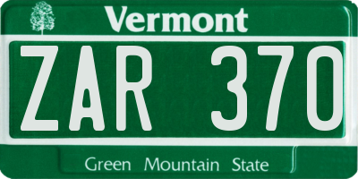 VT license plate ZAR370