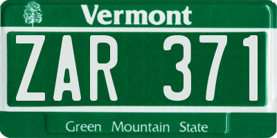 VT license plate ZAR371