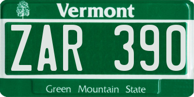 VT license plate ZAR390