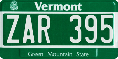 VT license plate ZAR395