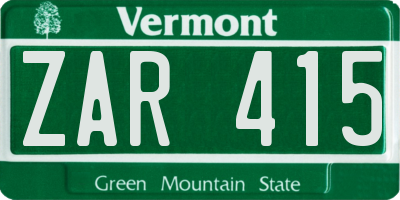 VT license plate ZAR415