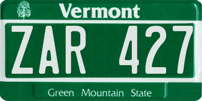 VT license plate ZAR427