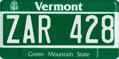 VT license plate ZAR428