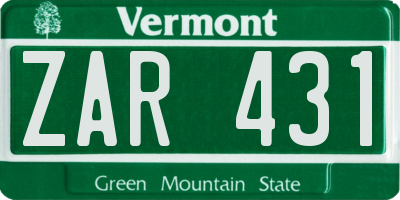 VT license plate ZAR431