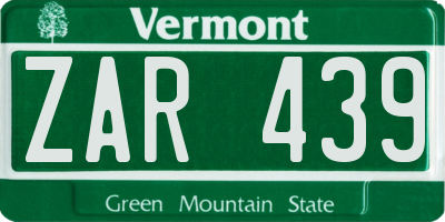 VT license plate ZAR439