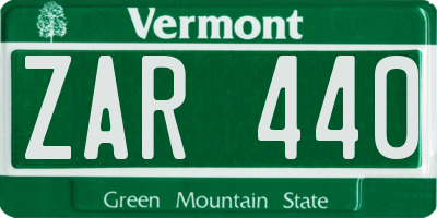 VT license plate ZAR440