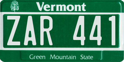 VT license plate ZAR441