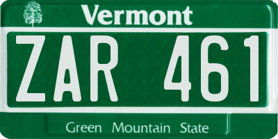 VT license plate ZAR461