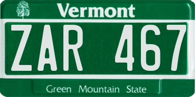 VT license plate ZAR467