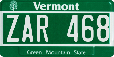 VT license plate ZAR468