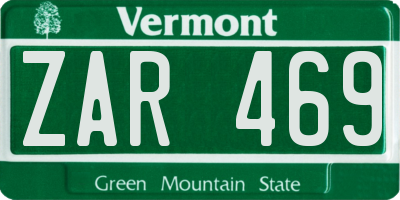 VT license plate ZAR469