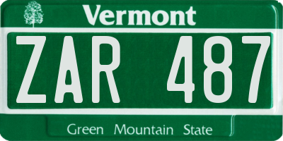 VT license plate ZAR487