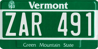 VT license plate ZAR491