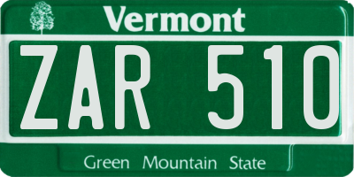 VT license plate ZAR510