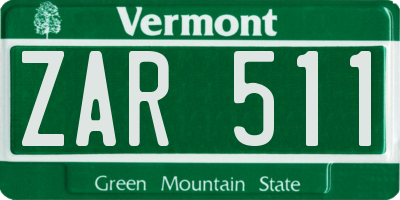 VT license plate ZAR511