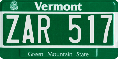 VT license plate ZAR517