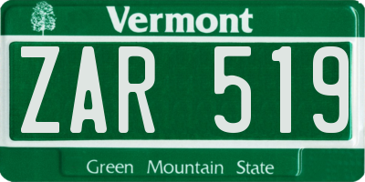 VT license plate ZAR519