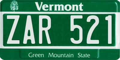 VT license plate ZAR521