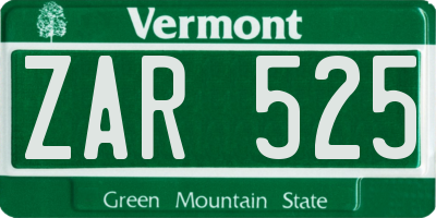 VT license plate ZAR525