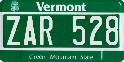 VT license plate ZAR528