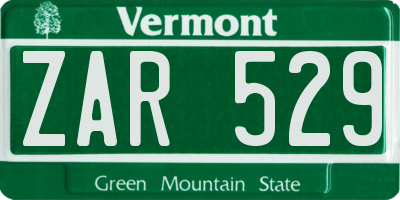 VT license plate ZAR529