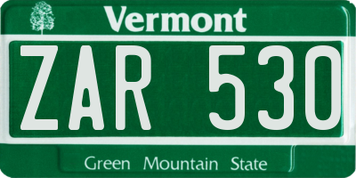 VT license plate ZAR530